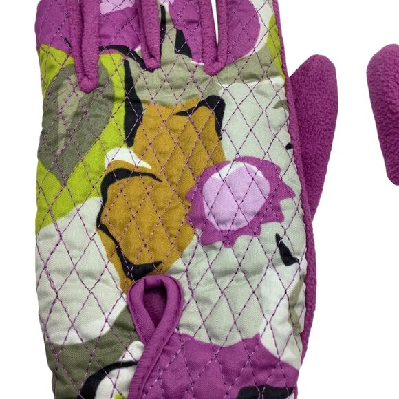 Vera Bradley Womens Quilted Floral Gloves Snap Closure S/M  Purple - Picture 2 of 5